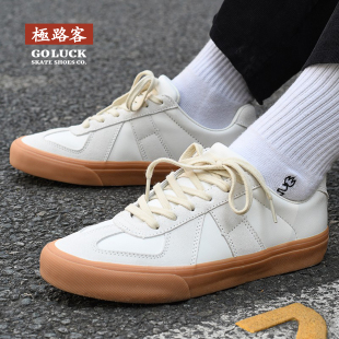 美式 运动滑板鞋 复古德训鞋 白色通勤百搭板鞋 真皮男女款 极路客经典