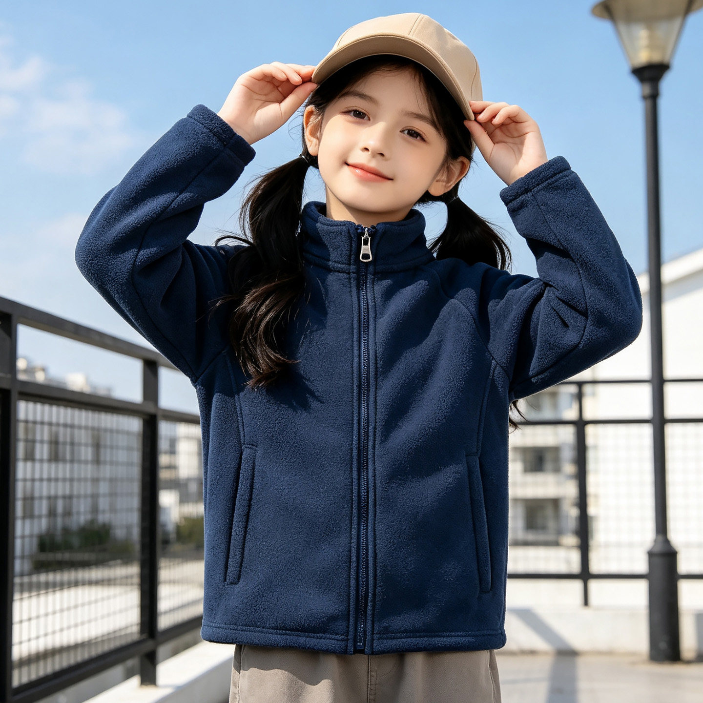 女童摇粒绒外套春秋立领儿童秋冬加厚保暖童装上衣女孩冲锋衣内胆