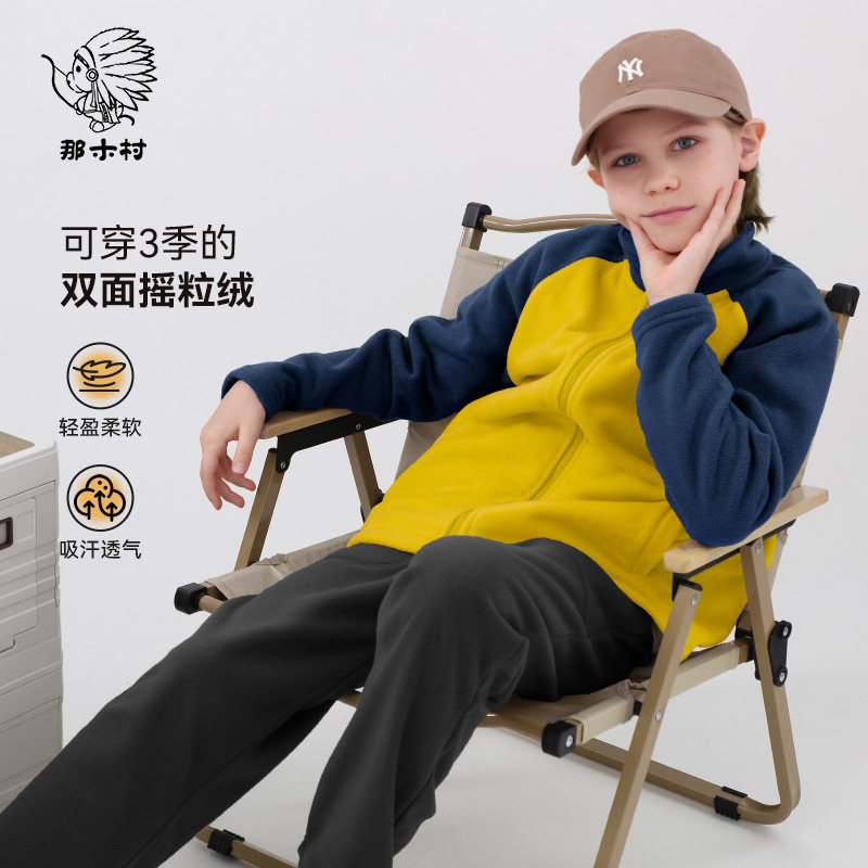 中大童摇粒绒外套男童儿童防风保暖童装2025新款秋冬季上衣那木村