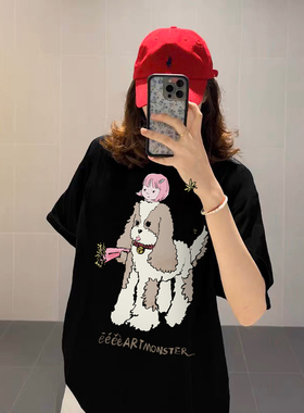 “我爱我的小狗”｜eeee小众设计感美卡犬印花短袖创意涂鸦T恤夏