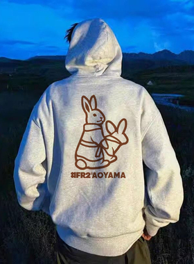 #FR2 THE AOYAMA GRAND HOTEL 色情兔男女情侣美式复古连帽卫衣