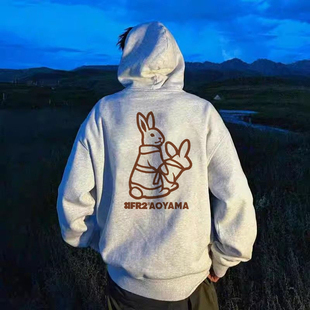 #FR2 THE AOYAMA GRAND HOTEL 色情兔男女情侣美式复古连帽卫衣
