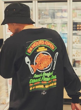 IFC IRIE FISHING CLUB 路亚钓鱼佬文化标语男女美式复古长袖T恤