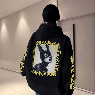 #FR2 Rabbit Woman Long Sleeve T-shirt 色情兔美式复古连帽卫衣