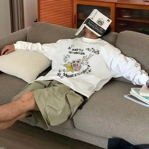 MWBcapper同款小猪涂鸦长袖T恤