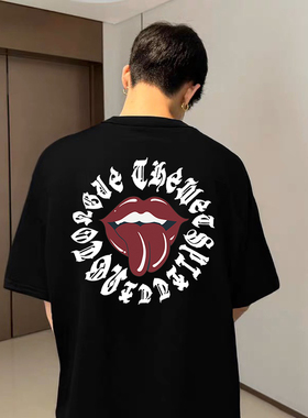 THEWET SPLITTING TONGUE 原创哥特印花分舌LOGO美式街头短袖T恤