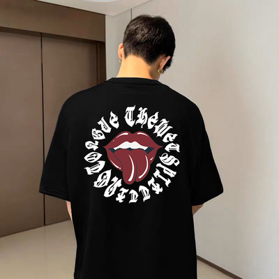 THEWET哥特印花分舌LOGO短袖T恤