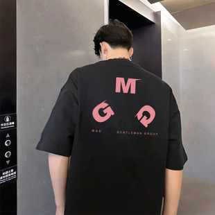 男女夏季 MGG 城市运动背后字母印花短袖 t恤美式 上衣 宽松情侣装