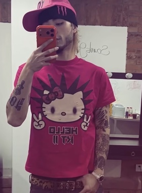 偷米同款YUNGTRAPLIFE 26S THOME KT2巡演周边说唱凯蒂猫短袖T恤