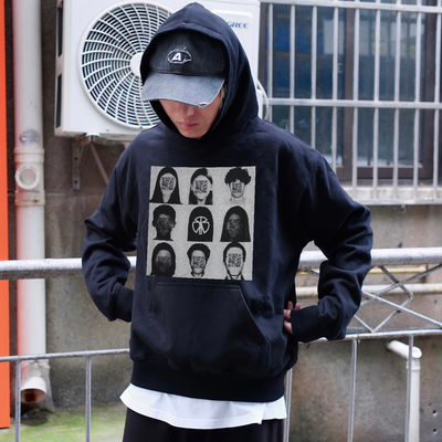 人类注册条码男女美式连帽卫衣