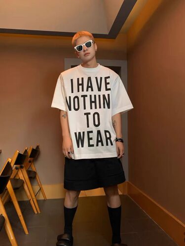 cmjf五分袖嘻哈青少年纯棉T恤