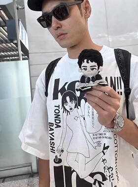阮经天同款 KOLOR 阿部润一 少女漫画LOGO印花情侣美式短袖T恤