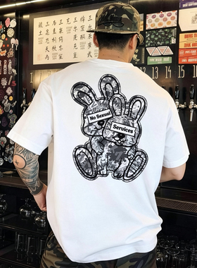 #FR2 NSS Rabbits T-shirt 男女情侣美式复古短袖T恤