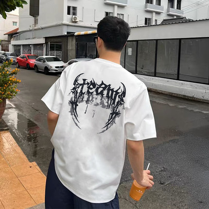 MerryWannaBe MWB Capper同款经典视觉元素LOGO印花美式短袖T恤