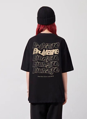 【得物同款】BRUMAIRE幻影空心字母印花新款夏季宽松短袖圆领T恤