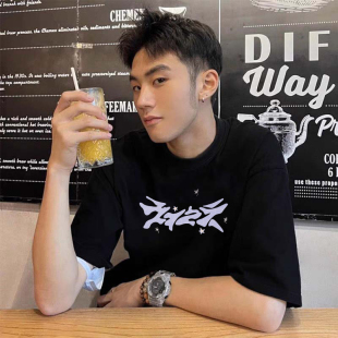 复古短袖 幻紫精灵兔印花男女情侣国潮美式 T恤 法老同款 2727WORLD