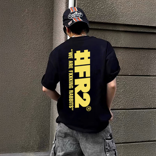 Logo T恤 Big 男女情侣美式 复古国潮街头宽松短袖 shirt FR2