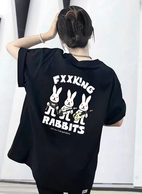 #FR2 THE FXXKING RABBITS T-shirt 男女情侣美式复古短袖T恤