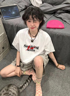 #FR2 Fxxking Rabbits藤原浩闪电联名新款男女情侣夏季短袖T恤ins