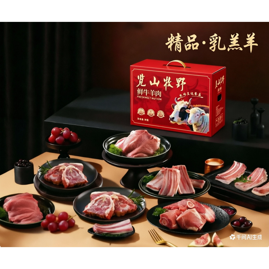 览山牧野新疆羊肉小羯羊精品新鲜羊肉羊排烧烤羊肉礼盒顺丰包邮