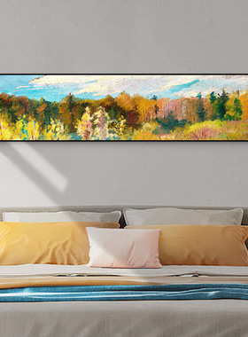 床头画莫奈风景卧室沙发后面横幅北欧装饰画彩绿色轻奢咖啡厅挂画