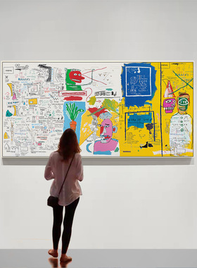 巴斯奎特 Basquiat 涂鸦现代艺术前卫文字公司客厅波普抽象装饰画