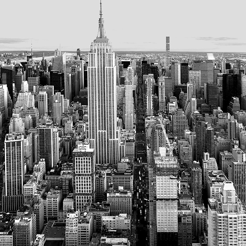 黑白摄影城市灰高楼办公室装饰画