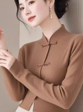 德绒短款小个子2025秋冬上新女时尚新中式长袖立领盘扣爆款衫上衣