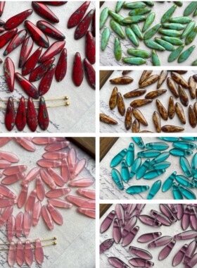 进口捷克双孔剑珠琉璃珠约5*16mmdiy手工手作串珠饰品项链材料