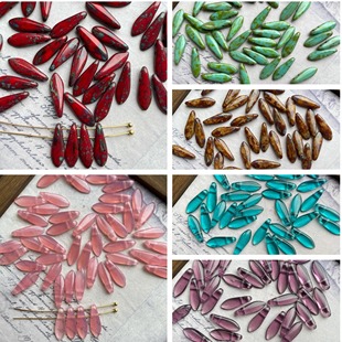 进口捷克双孔剑珠琉璃珠约5 16mmdiy手工手作串珠饰品项链材料