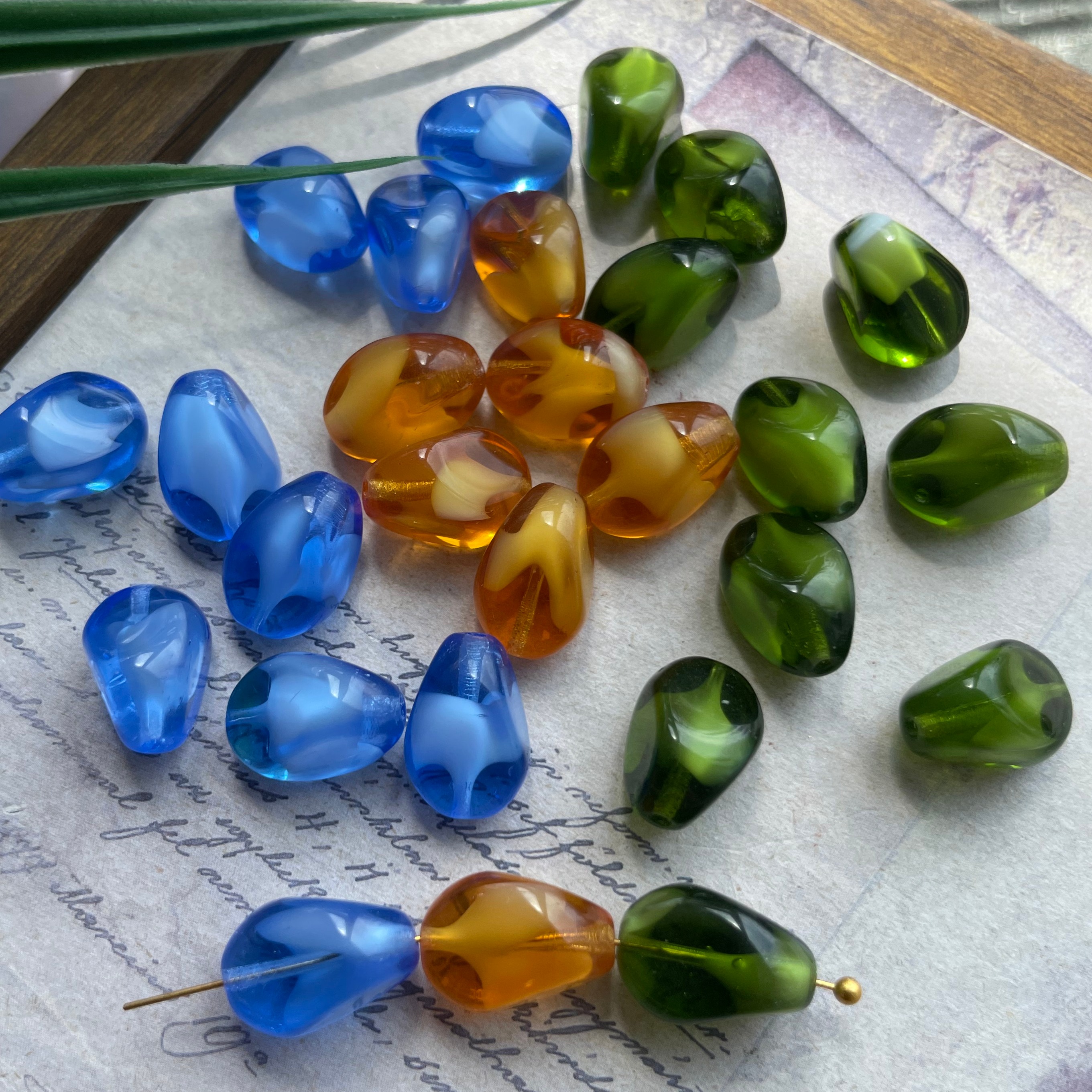 捷克进口夹心晕染扭扭约-9*3mmdiy手工串珠饰品手链项链耳环材料