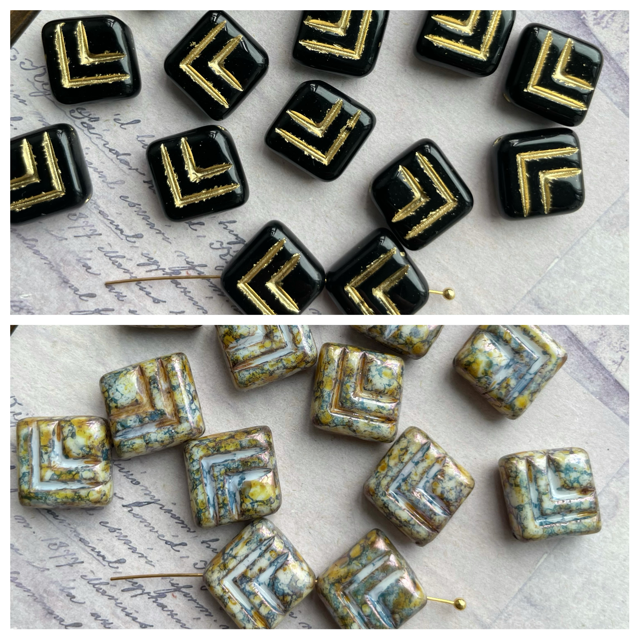 进口捷克琉璃菱形珠-约14mmDIY手工手作串珠饰品耳环项链配件散珠