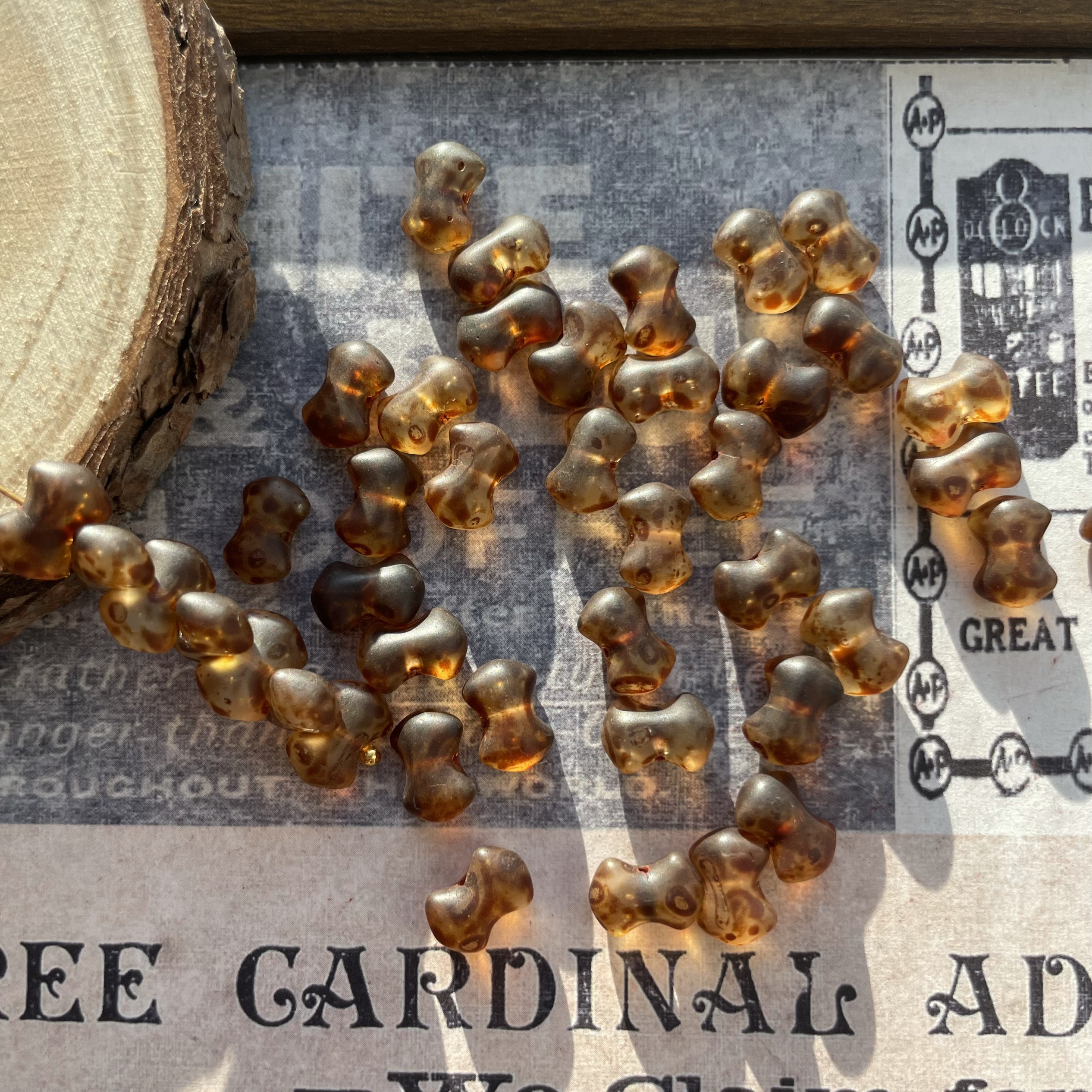 进口捷克骨头单孔琉璃6*9mmDIY双孔串珠手工散珠项链吊坠饰品配件