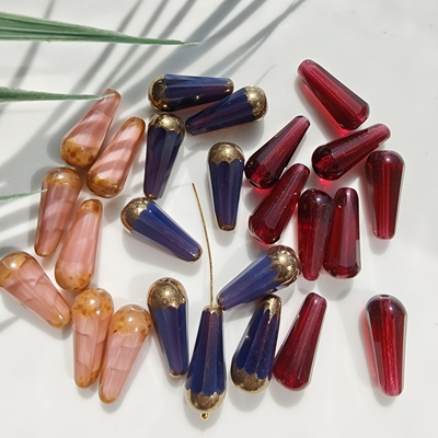 切面大水滴琉璃珠进口捷克约20*9mmDIY散珠配件手工手链项链材料