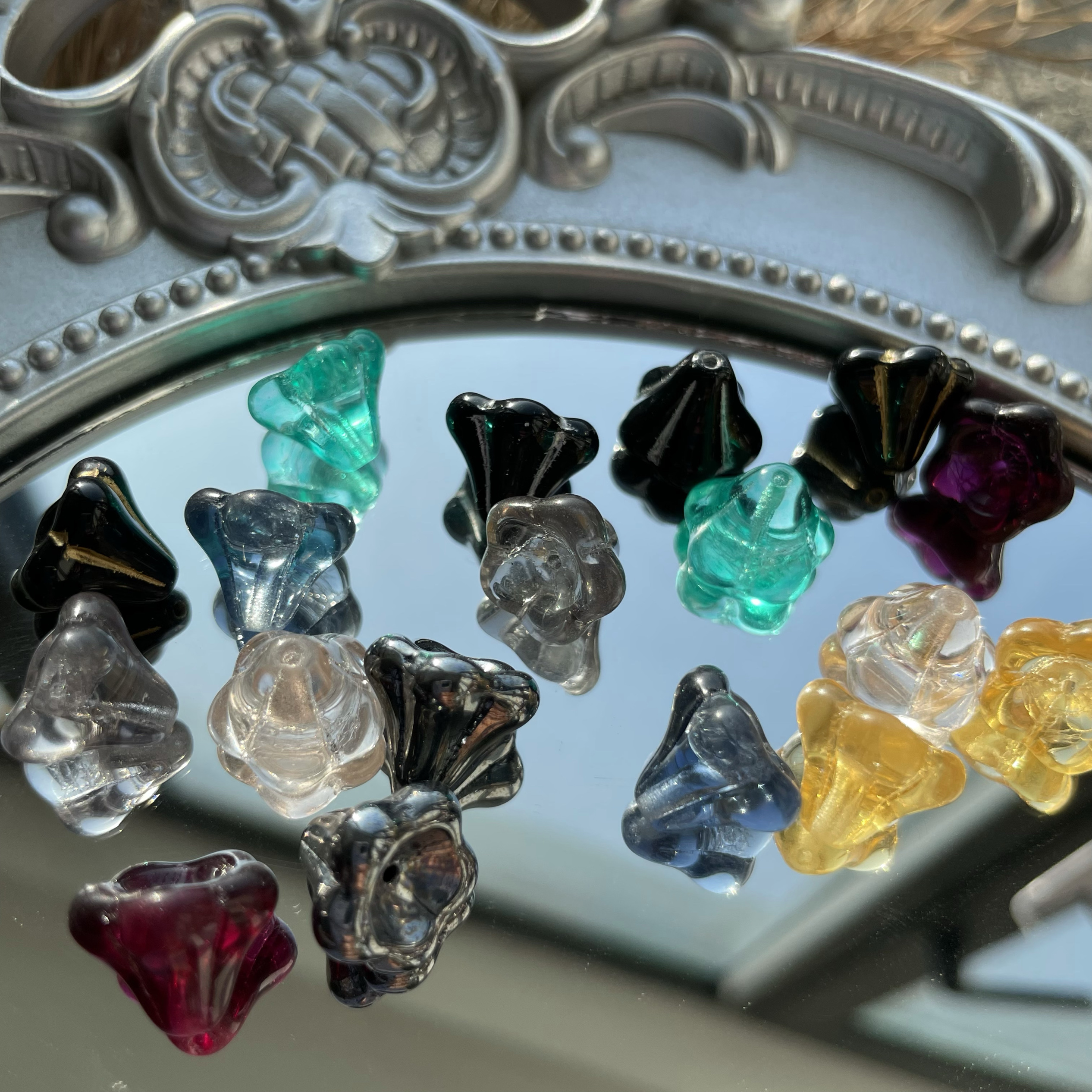 捷克进口琉璃喇叭花铃兰花风铃12*10mmDIY手工手作饰品配件