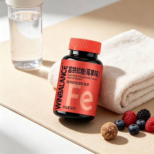 莓果味富铁软糖90g瓶装Q弹铁元素红枣味凝胶糖果抖快电商批代发