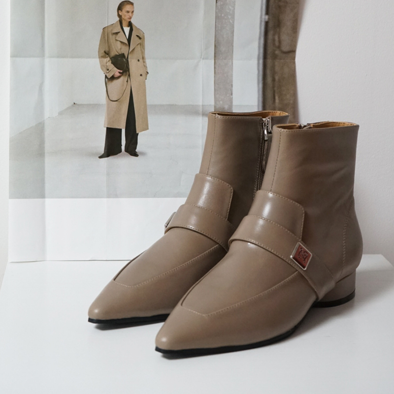 【狂欢价】智性通勤 原创小众复古尖头貌美短靴及踝靴女 靴子