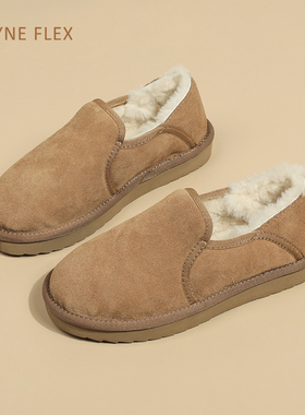 韦恩新款羊皮毛一体毛毛鞋男女同款保暖棉鞋豆豆乐福鞋WF6239