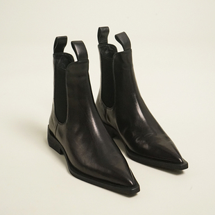 LUX7设计师款 捡漏 轻奢极简设计松紧切尔西短靴女 断码