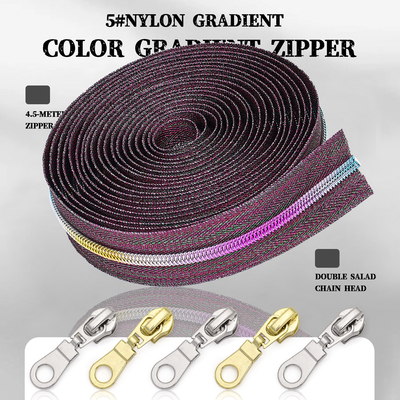 5号全粉七彩牙尼龙拉链 4.5米+10个吉通头=1包