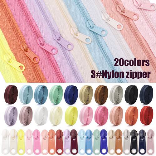 Sale!【20色】【无锁】3号尼龙拉链4.5米+10/20个塑料拉头DIY