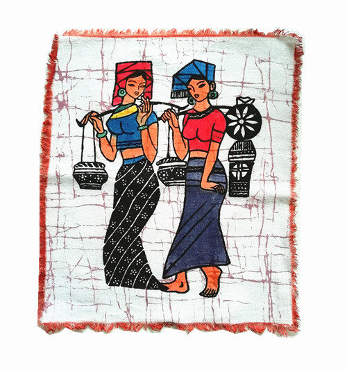 贵州民族手工艺品印染蜡染画民宿早教幼儿园茶楼过道餐厅装饰画