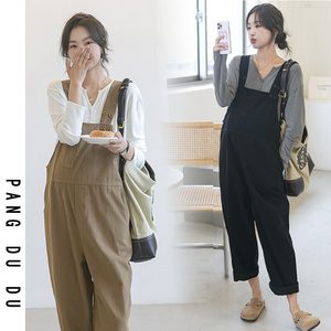 孕妇套装秋装2023春秋新款时尚洋气时髦上衣哈伦裤子背带裤两件套