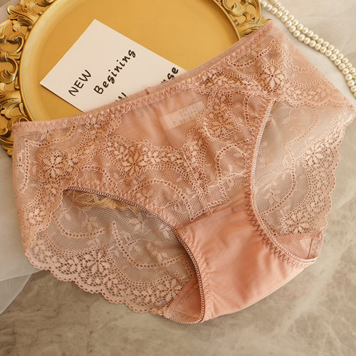 内裤薄中腰款蕾丝透明网纱纯棉裆