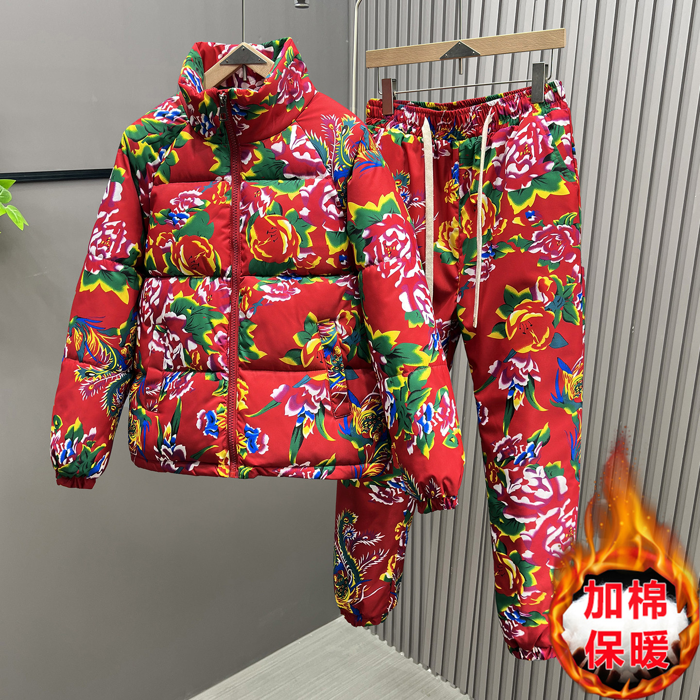 东北大花袄套装亲子棉服男大童冬季学生大码棉衣裤国潮外套牡丹花,童装/婴儿装/亲子装,棉袄/棉服,淘宝优惠券,粉丝福利购,淘宝优惠卷
