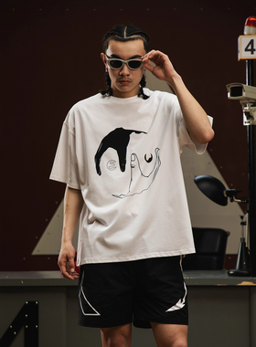 Eusoueu「 太极系列」国潮美式街头重磅小众圆领宽松百搭情侣T恤