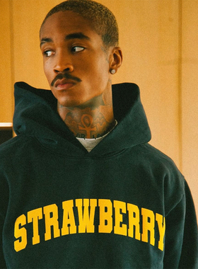 Strawberry Arched Hoodie - Navy 联名 帽T  美式复古 连帽卫衣