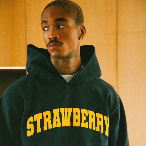 Strawberry Arched Hoodie - Navy 联名 帽T  美式复古 连帽卫衣