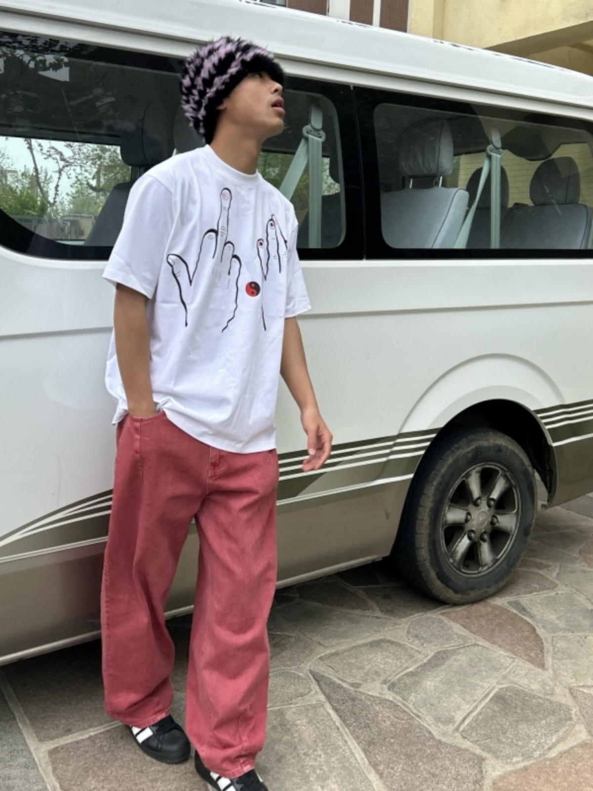 BurningDreamers 23ss太极手势300G短袖重磅小领口美潮情侣短袖