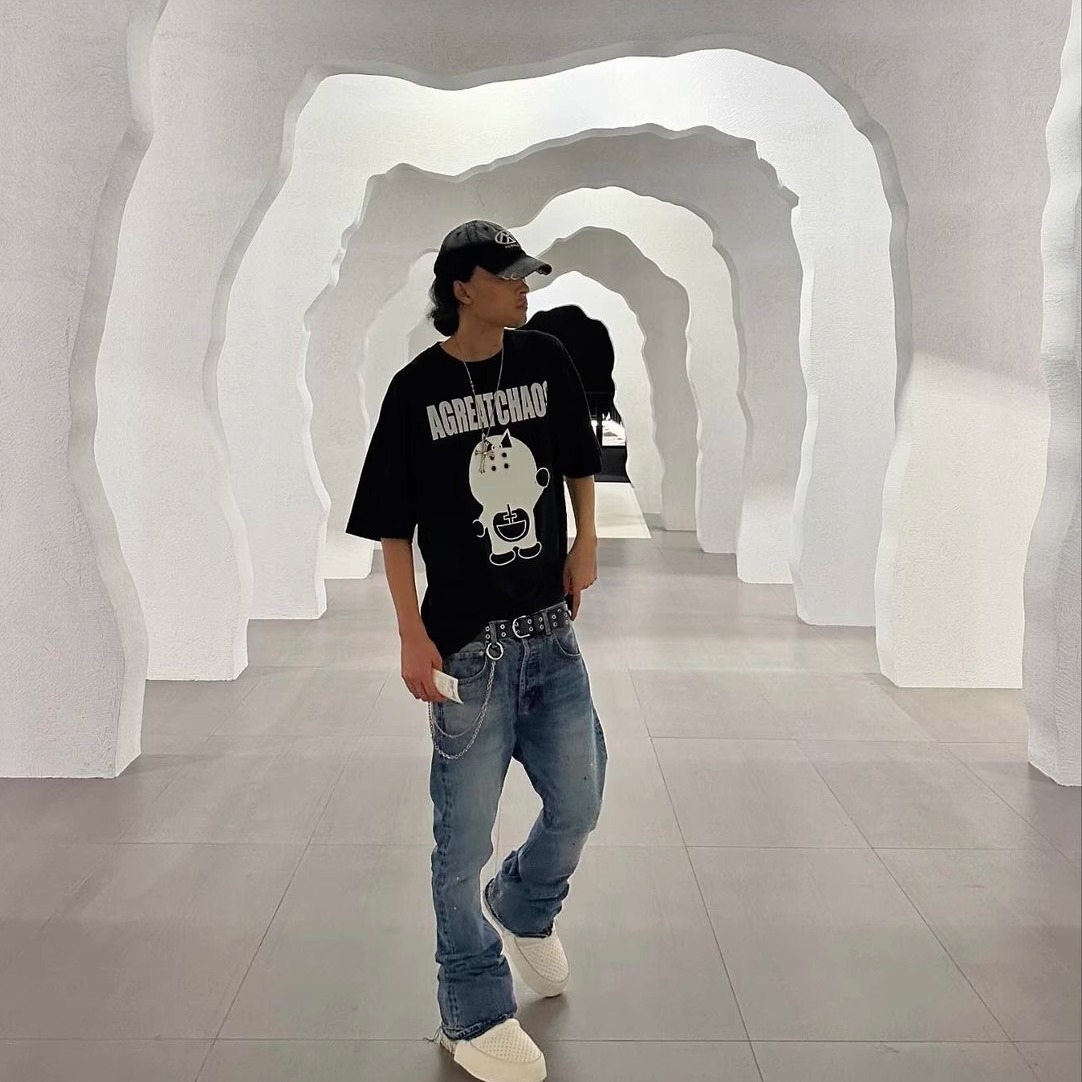Ken Carson A Great Chaos Guy Tee 黑白情侣短袖